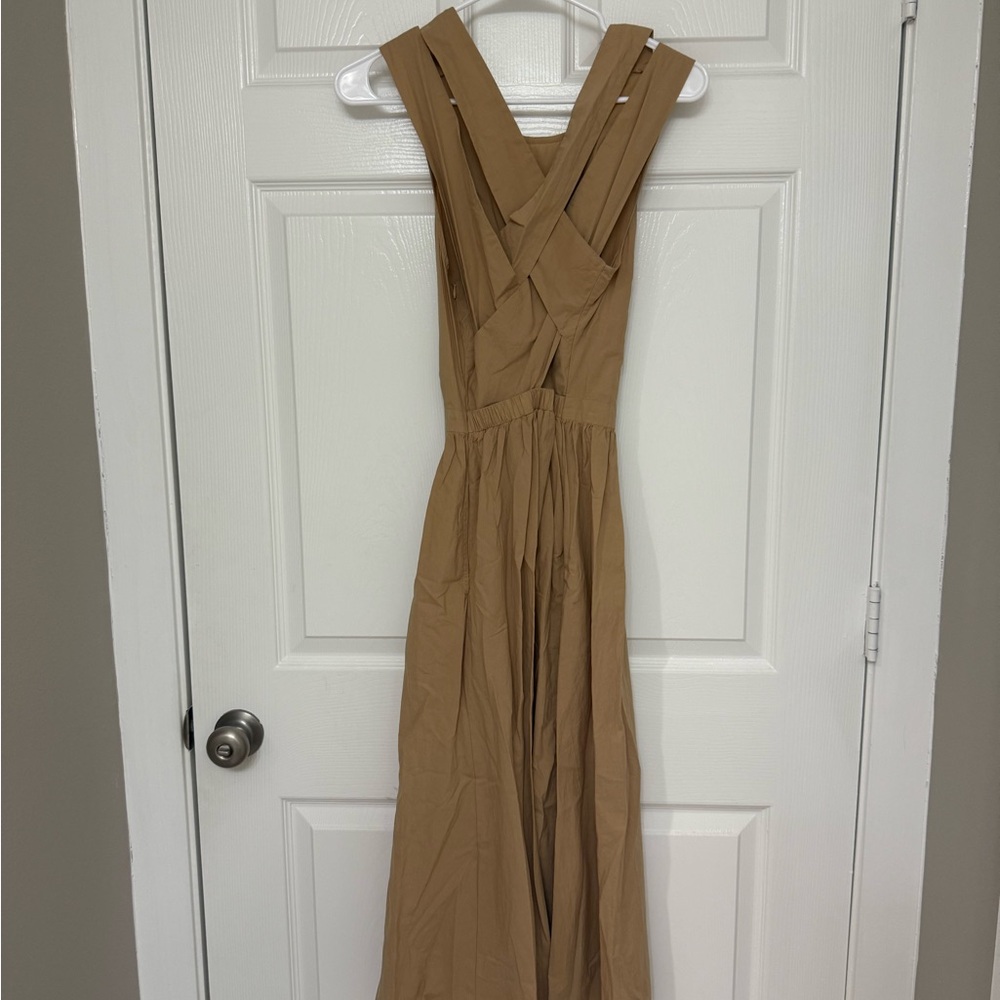 Tan Halter Maxi Sundress for Work